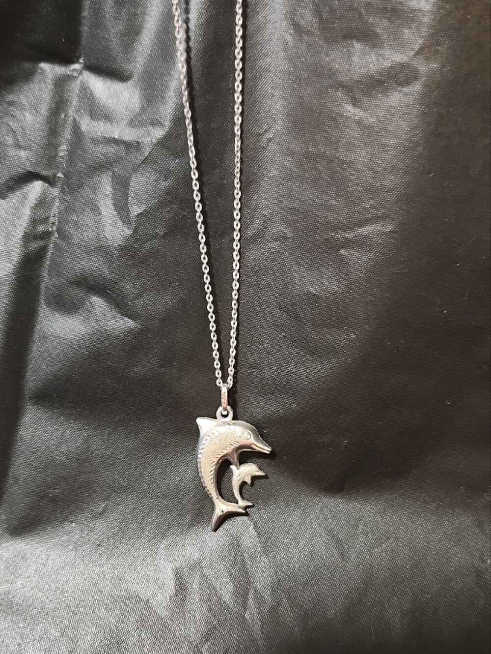 Sterling Silver Dolphin Pendant Necklace - Silver